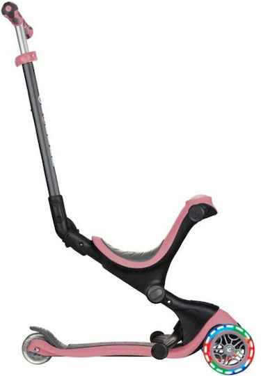 Globber Kids Scooter Go-Up Deluxe Lights 3-Wheel with Seat for 3+ Years Pastel Deep Pink