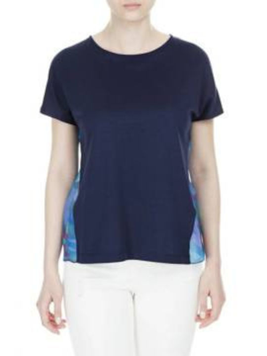 Armani Exchange Women's Blouse Short Sleeve Navy Blue