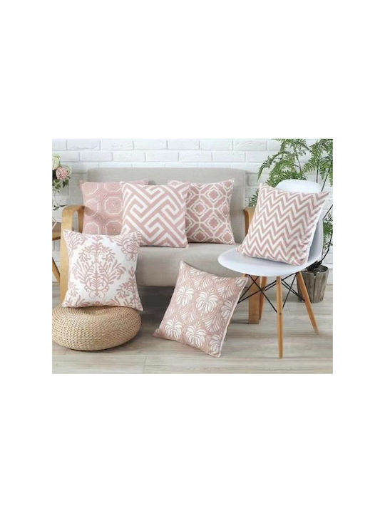 TnS Sofa-Kissen Muster 6 aus 100% Baumwolle Rosa 6 42x42cm