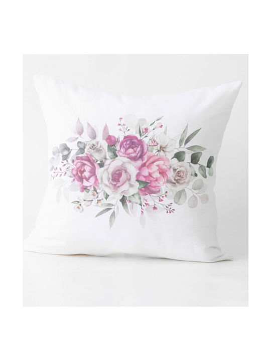 Borea Decorative Pillow Case Printed Design 72 100% Cotton White 45x45cm