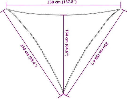 vidaXL Триъгълник Shade Sail Сив с PU покритие 2.5x3.5m