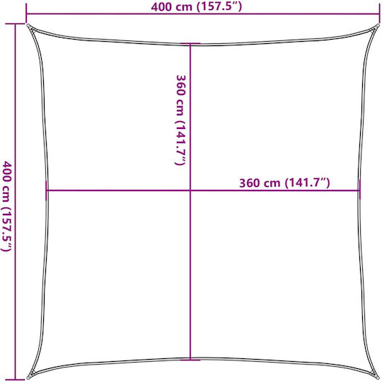 vidaXL Square Shade Sail Gray with PU Coating 4x4m