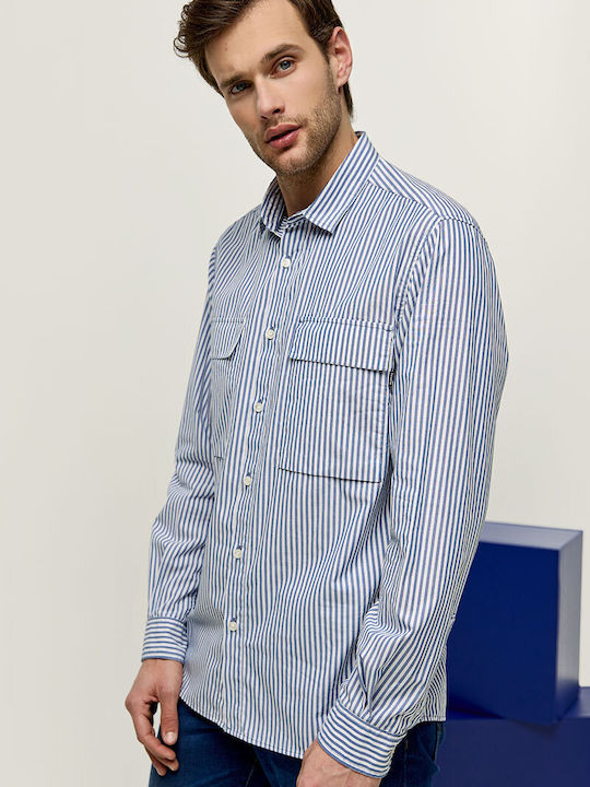 Edward Jeans Bakhos-s23 Men's Shirt Striped Blue