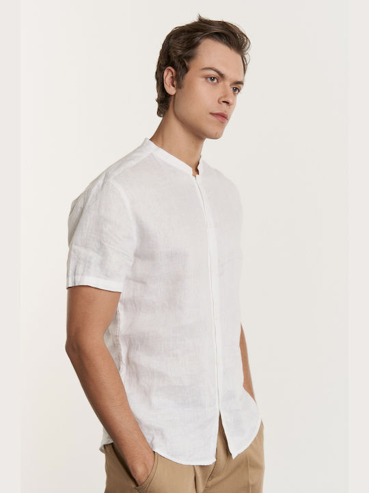 Edward Jeans Men's Shirt Short Sleeve Linen White