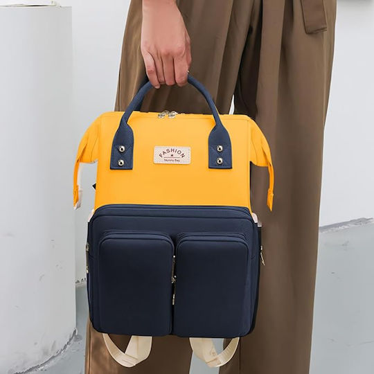 Quasar Wickeltasche Krankenhaus Rucksack Yellow-Navy 37x27x16cm.