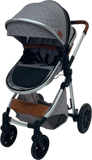 ForAll Monaco Adjustable 3 in 1 Baby Stroller Suitable for Newborn Grey-Silver