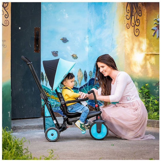 Smart Trike Kinder-Dreirad STR3 Folding Faltbar, Umwandelbar mit Elternlenker & Zelt für 9+ Monate Blau