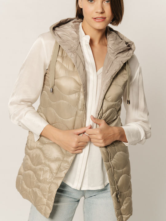 Edward Jeans Women's Long Lifestyle Jacket Double Sided for Winter Beige