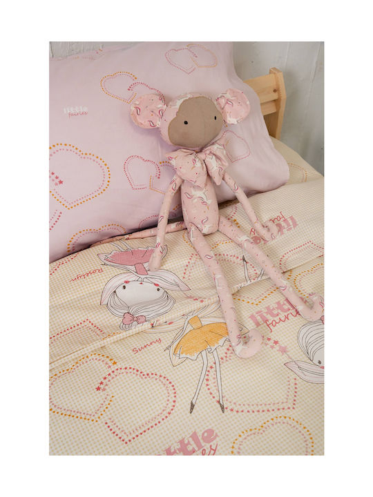 Biokarpet Naf Naf Fairies 353 Кремаво Розов Сет Детски Спални Комплекти