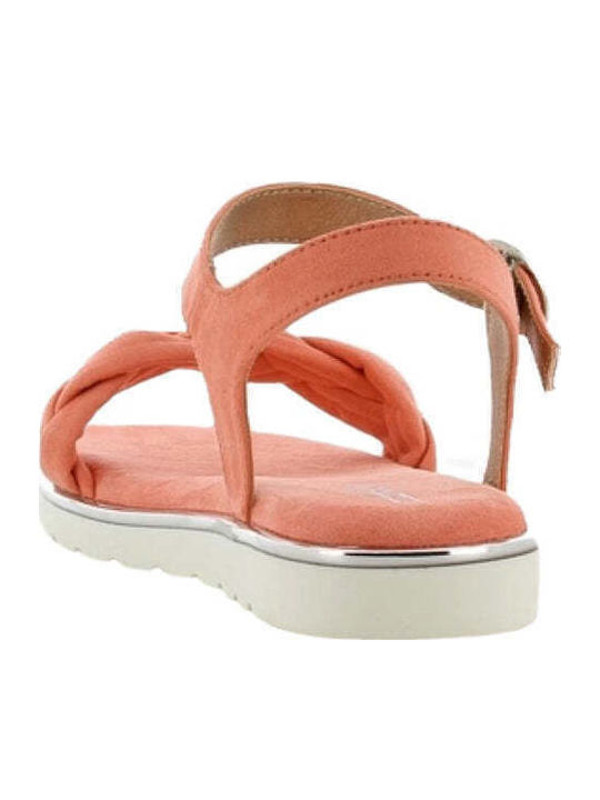 Women's Flat Sandals with Strap in Orange Color