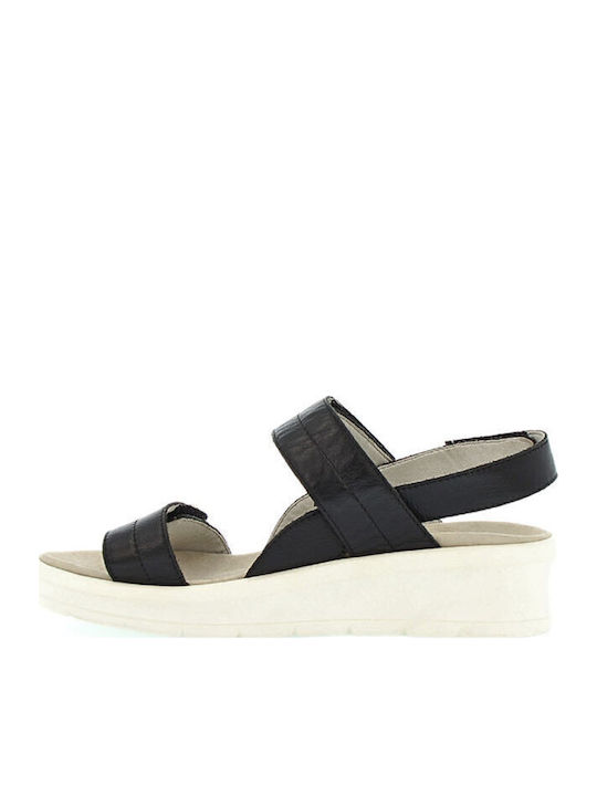 Flache Sandalen für Damen Anatomisch mit Riemen in Schwarz Farbe