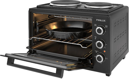 Finlux Electric Countertop Oven 35lt with 2 Burners Black