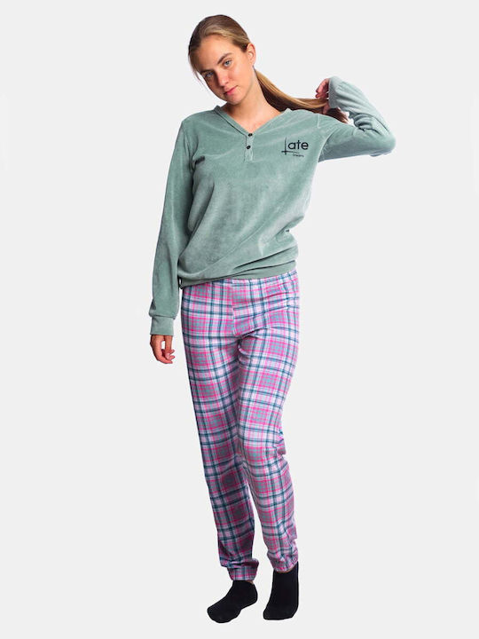 Dreams Winter Women's Pyjama Set Cotton Green