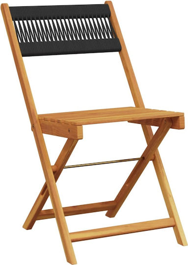 Outdoor Chair Wooden Black 2pcs 38x32.5x78cm