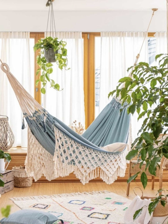 Showood Αιώρα King Size Υφασμάτινη Γαλάζια 400x180εκ.