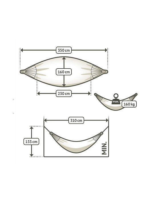 Showood Αιώρα Διπλή Υφασμάτινη Πράσινη 350x160εκ.