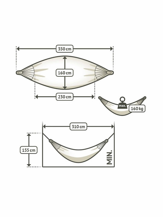 Showood Αιώρα Διπλή Υφασμάτινη Πράσινη 350x160εκ.