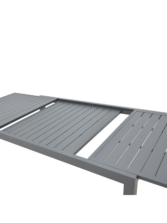 Garten- und Terrassentisch Aluminium Ausziehbar Lafla Anthrazit 160(+80)×100×75cm