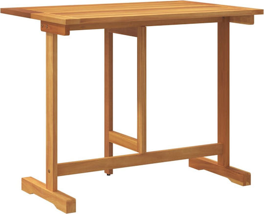 Wooden Garden & Terrace Table for Small Spaces Foldable Solid Acacia Wood 90x60x72cm
