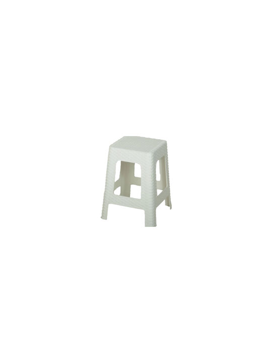 Garden Stool Rattan White 28.5x28.5x45cm