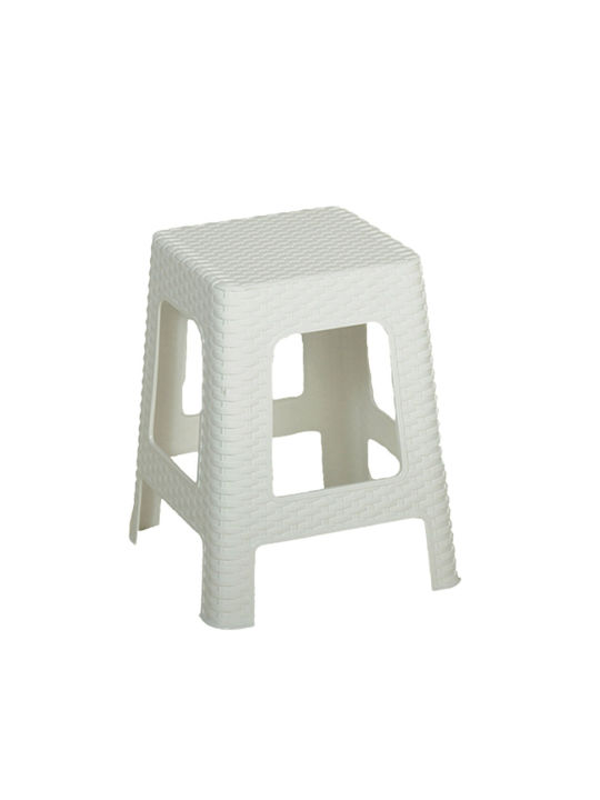 Garden Stool Rattan White 28.5x28.5x45cm