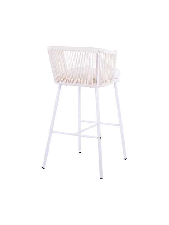 Metallischer Gartenhocker mit Kissen Weiß 46x54x101cm