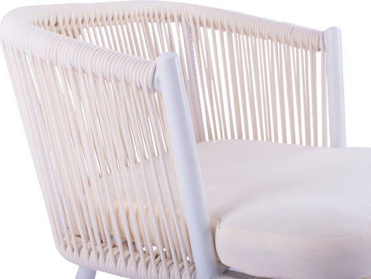Metallic Garden Stool for Bar Outdoor Space with Cushion White 46x54x101cm