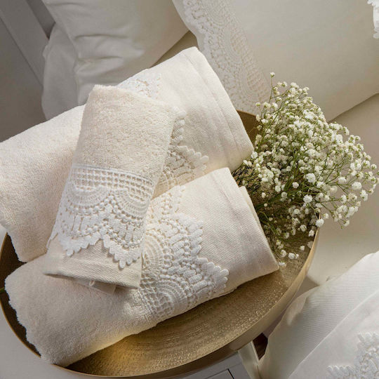 Borea Arabesk Set Bridal Sheets Double Bed With 2 Pillowcases With Lace 240x280 cm