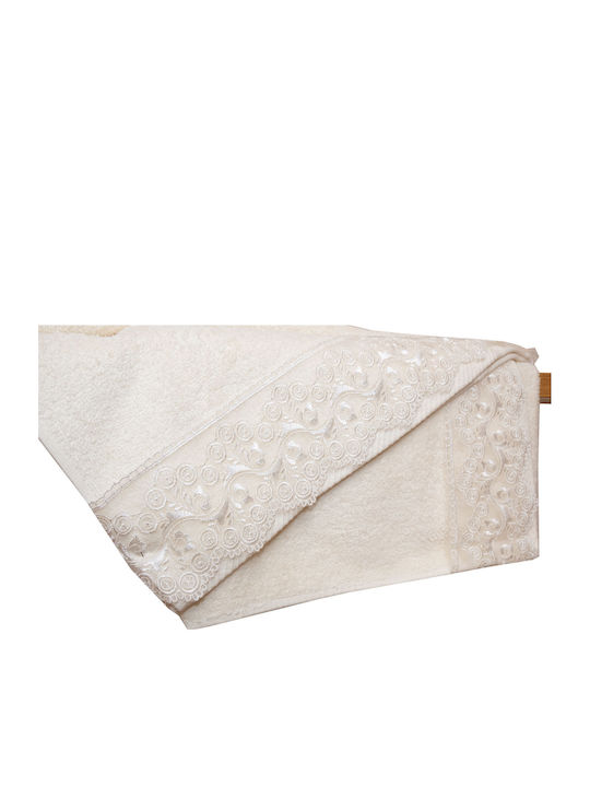 Viopros Νο 5 Bridal Towel Set 5pcs with Lace Ecru