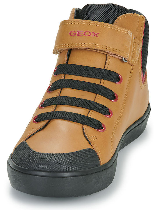 J Gisli Παιδικά Sneakers High Ανατομικά με Σκρατς Καφέ