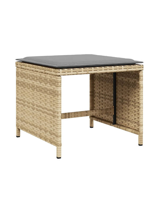 Băncuțe De Grădină Cub Pentru Exterior Rattan Cu Pernă Bej Mix 4 Buc 40x40x35cm