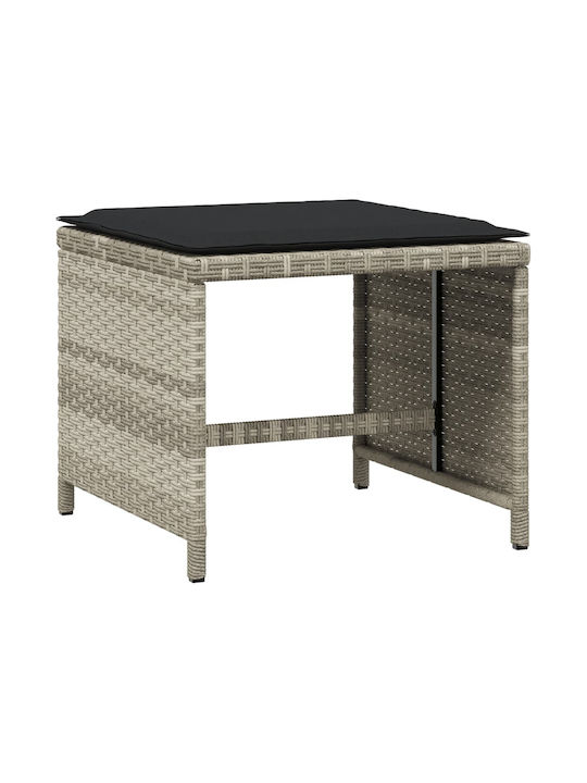 Băncuțe De Grădină Cub Pentru Exterior Rattan Cu Pernă Gri 4 Buc 40x40x35cm