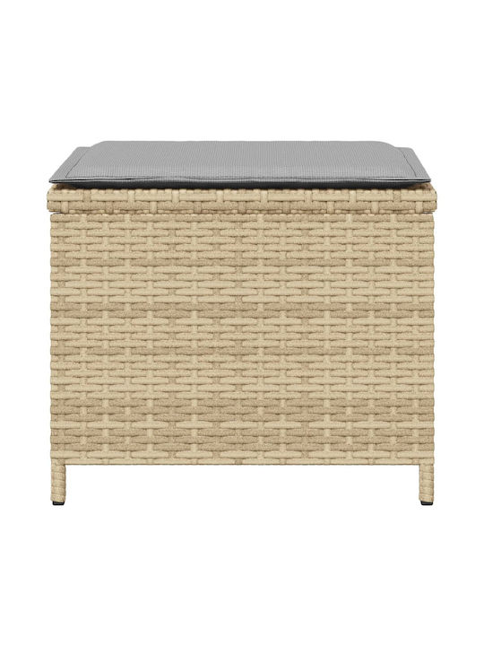 Băncuțe De Grădină Cub Pentru Exterior Rattan Cu Pernă Bej Mix 4 Buc 40x40x35cm