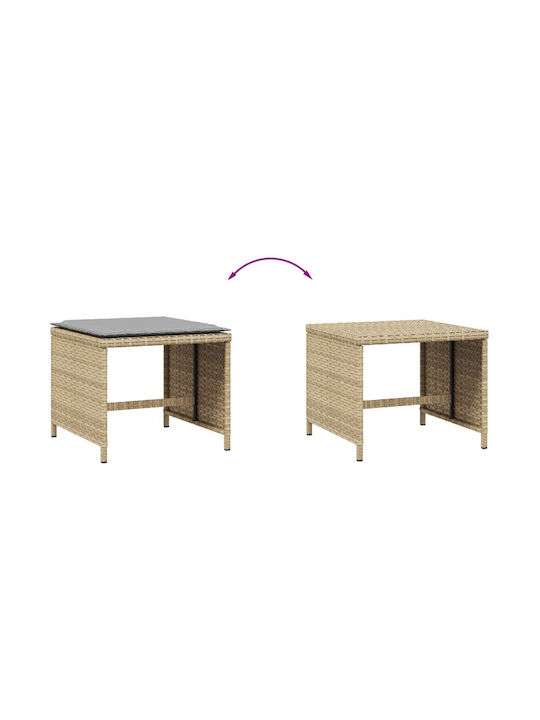 Băncuțe De Grădină Cub Pentru Exterior Rattan Cu Pernă Bej Mix 4 Buc 40x40x35cm