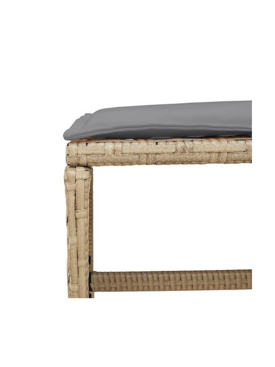 Băncuțe De Grădină Cub Pentru Exterior Rattan Cu Pernă Bej Mix 4 Buc 40x40x35cm