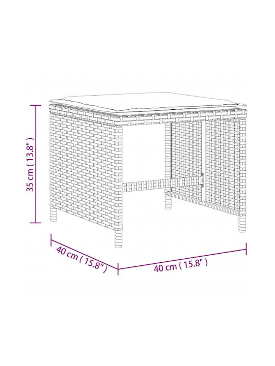 Băncuțe De Grădină Cub Pentru Exterior Rattan Cu Pernă Bej 4 Buc 40x40x35cm