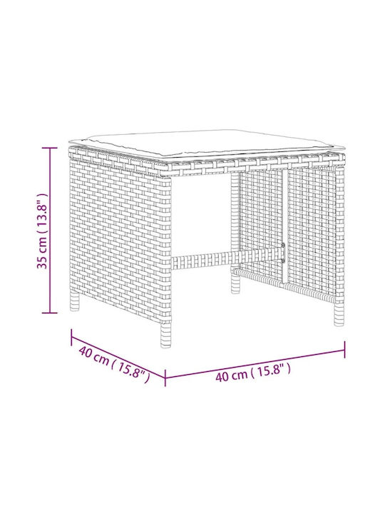 Băncuțe De Grădină Cub Pentru Exterior Rattan Cu Pernă Gri 4 Buc 40x40x35cm