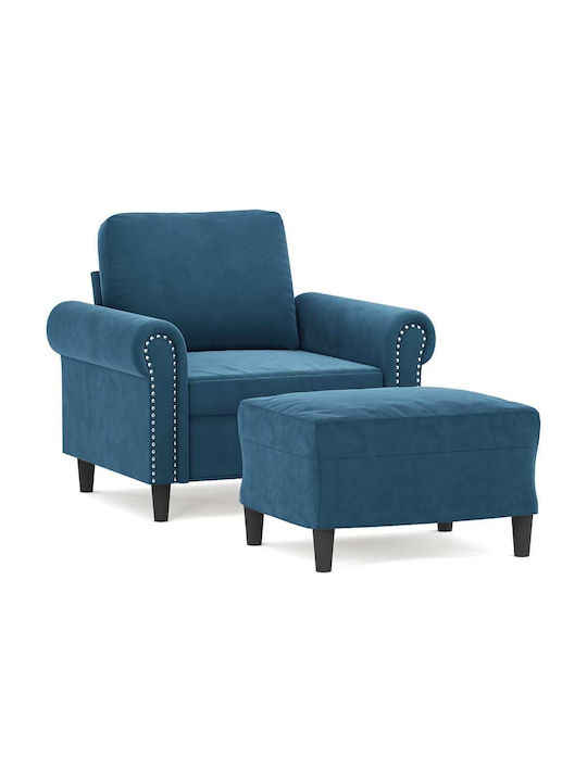 Sessel mit Fußhocker Samt Blue 92x77x80cm