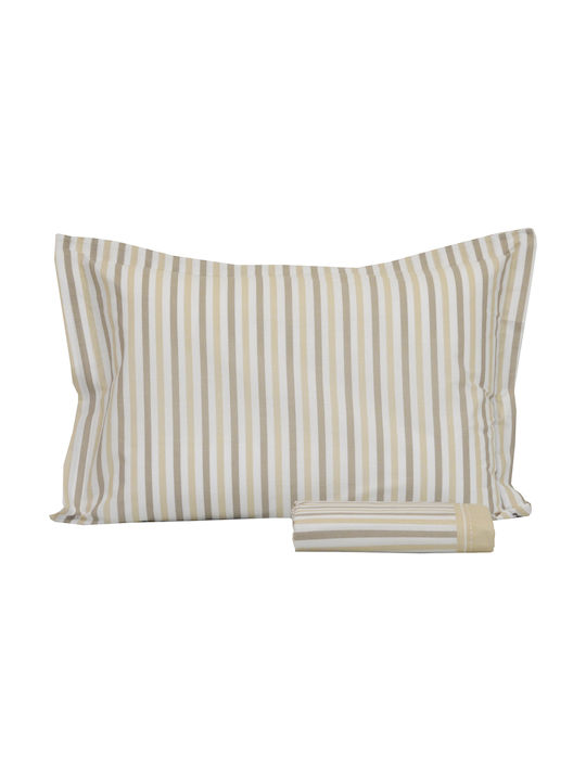 Anna Riska Mix & Match Stripe Pillowcase Set Oxford Ecru 53 50x70cm.