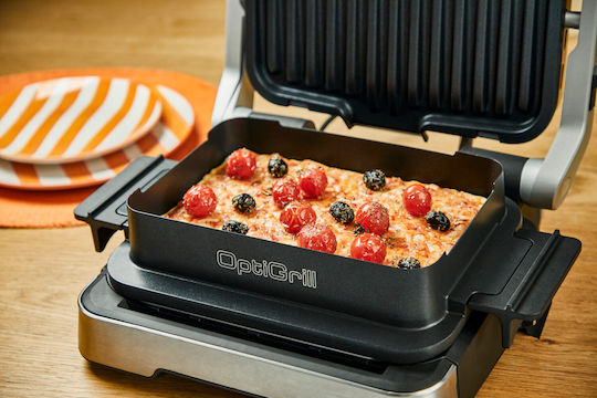 Tefal Optigrill 4-in-1 Tabletop Electric Grill Smooth and Ribbed Plate 2100W Inox with Lid and Adjustable Thermostat