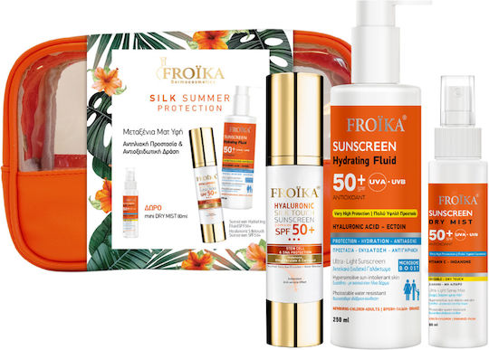 Froika Summer Protection Set Set with Sunscreen Face Cream, Sunscreen Body Lotion & Pouch