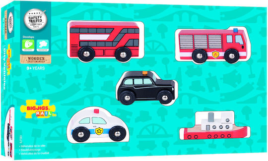 Set 5 vehicule din lemn