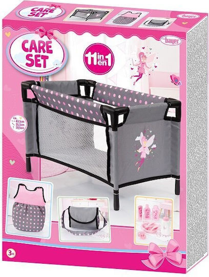 Set De Călătorie Bayer Papușă Zână Pătuț De Călătorie Sac De Dormit Accesorii Pentru Hrănire Cadru Metalic Durabil Mărime 43x27x28 Cm