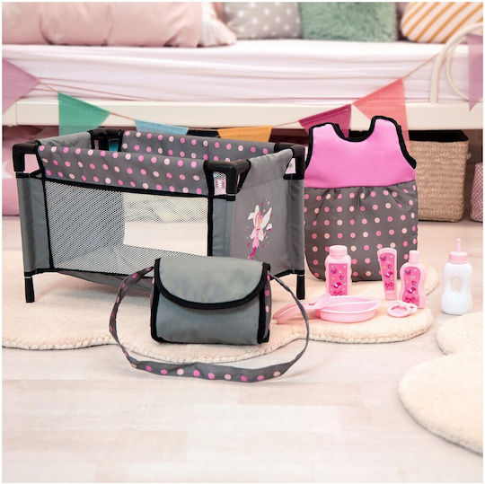 Set De Călătorie Bayer Papușă Zână Pătuț De Călătorie Sac De Dormit Accesorii Pentru Hrănire Cadru Metalic Durabil Mărime 43x27x28 Cm