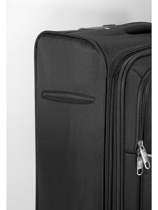 Benzi Medium Fabric Suitcase Black with 4 Wheels Height 63cm