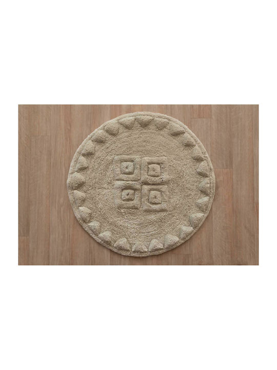 Palamaiki Bath Mat Cotton Round Maya 9-100543-001 Cloud Width 70cm