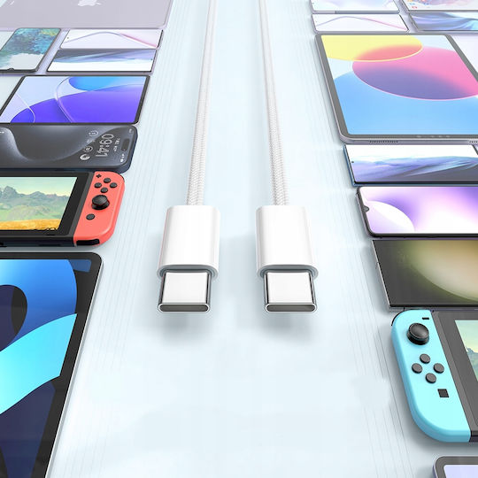 Mcdodo USB 2.0 Cable USB-C male - USB-C 60W PD Λευκό 1m CA-5690