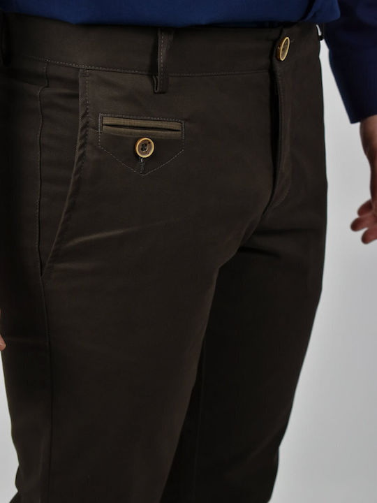 Pantaloni Chino cu Croială Slim Brown