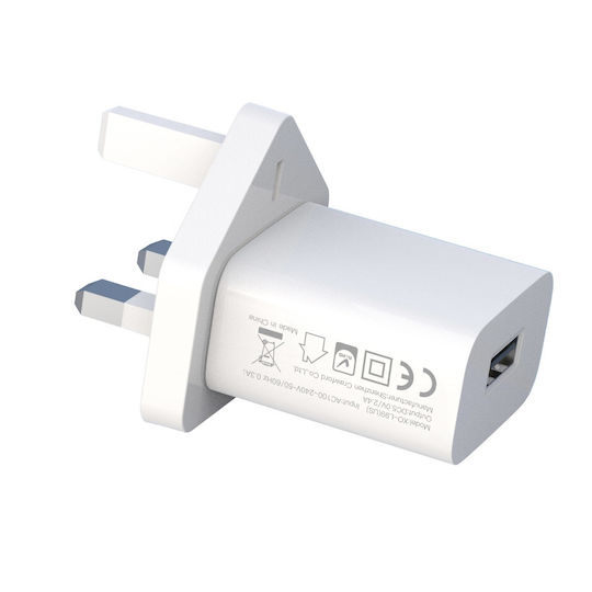 XO Φορτιστής Χωρίς Καλώδιο με Θύρα USB-A Λευκός (L99 UK)