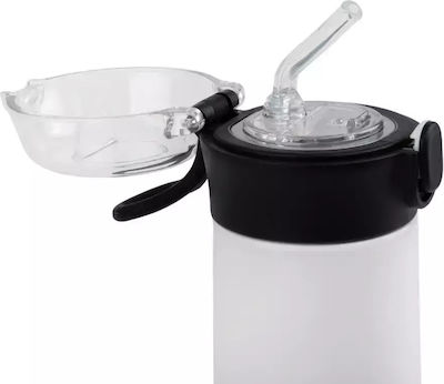 Kinder Trinkflasche Thermos Rostfreier Stahl mit Strohhalm Weiß 500ml